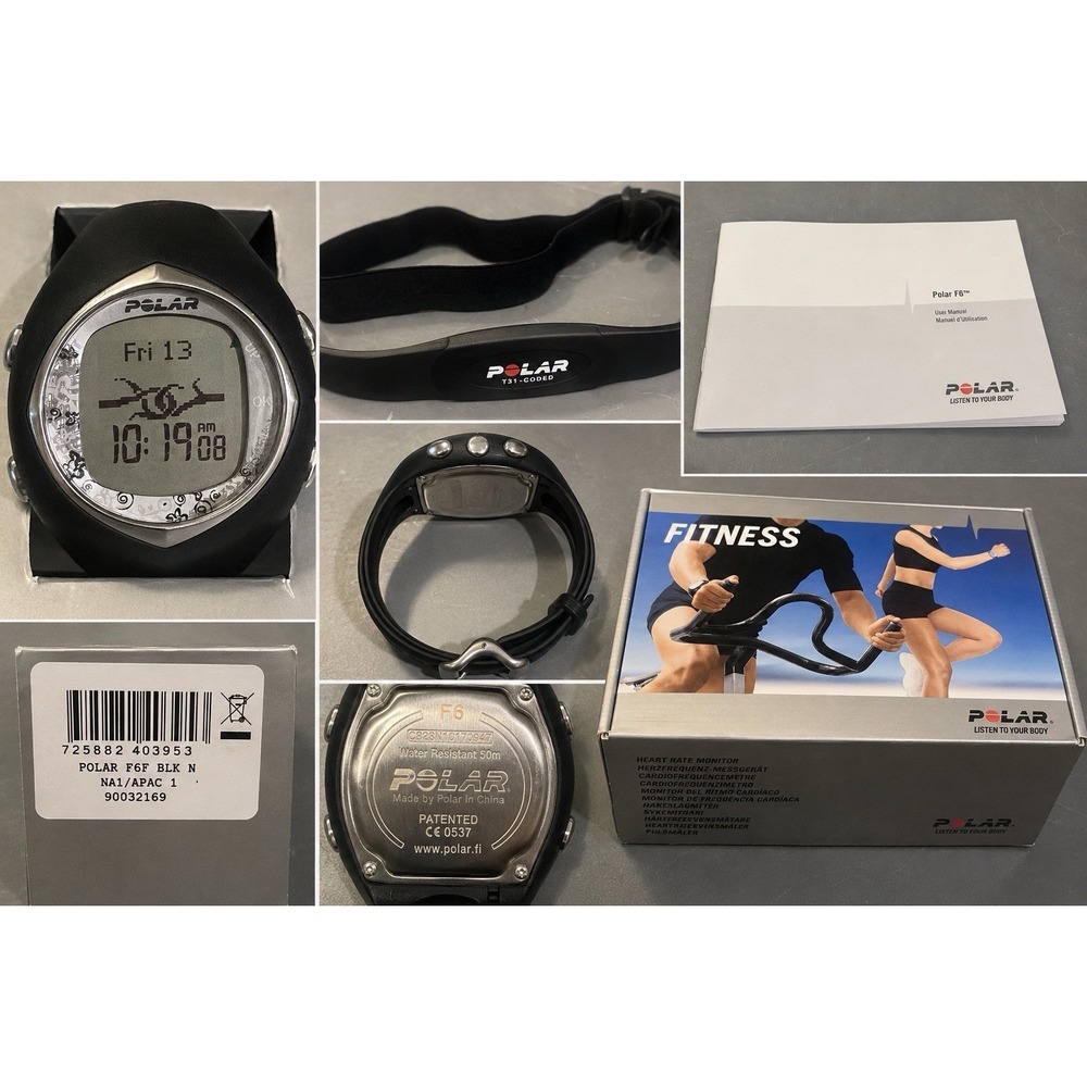 Polar F6 Heart Rate Monitor Watch Decorative Bezel T31 Strap Manual Box